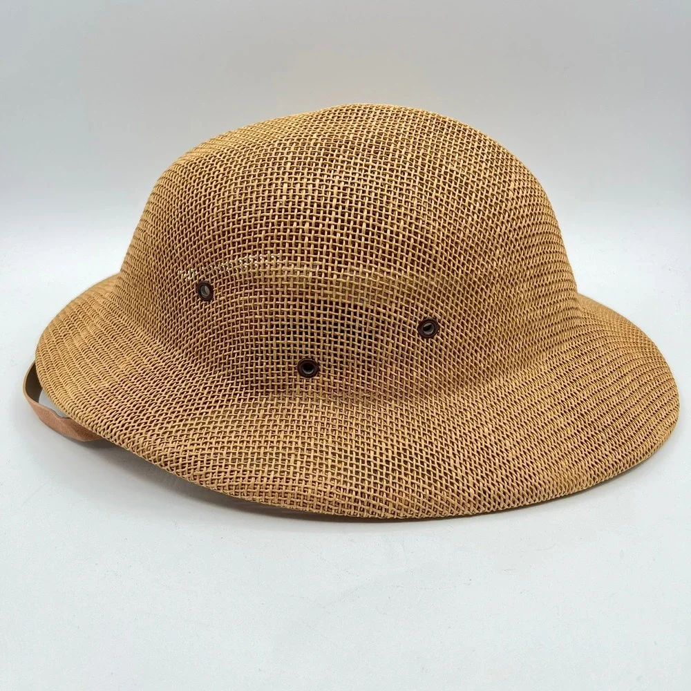 Wesco MFG Safari Pith Helmet Hat USA Made Straw‎ Weave Brown Adjustable